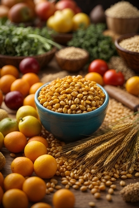 金桔水果玉米谷物粮食摄影图片